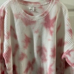 Forever 21 Pink and White Tie-Dye Sweater